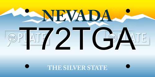 T72TGA Nevada License Plate
