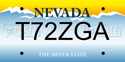 T72ZGA Nevada License Plate