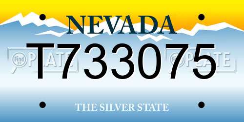 T733075 Nevada License Plate