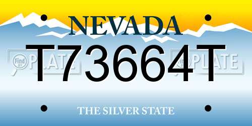 T73664T Nevada License Plate