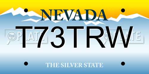 T73TRW Nevada License Plate