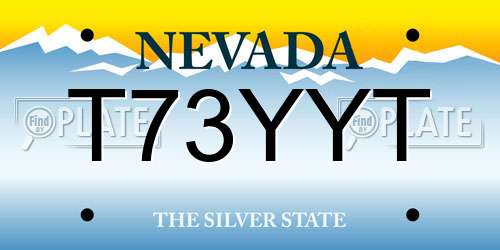 T73YYT Nevada License Plate