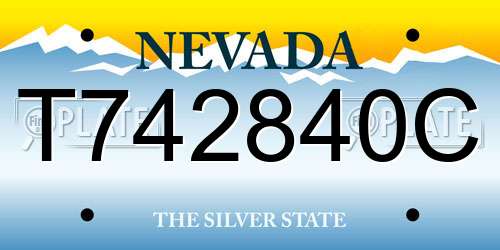 T742840C Nevada License Plate