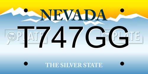 T747GG Nevada License Plate