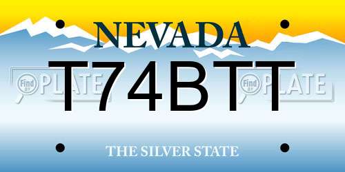 T74BTT Nevada License Plate