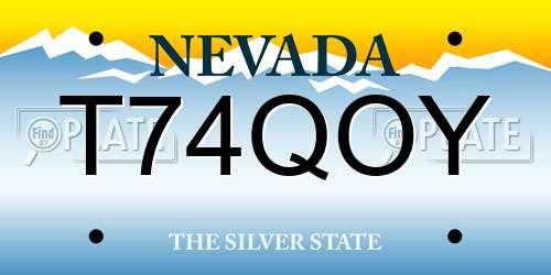 T74QOY Nevada License Plate