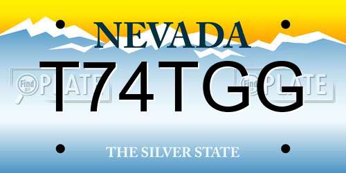 T74TGG Nevada License Plate