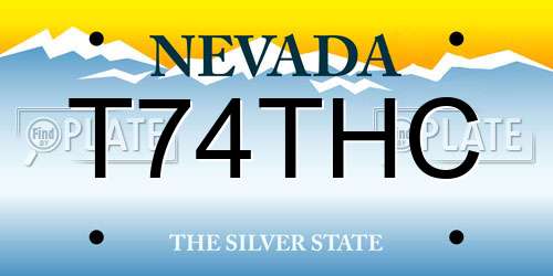 T74THC Nevada License Plate