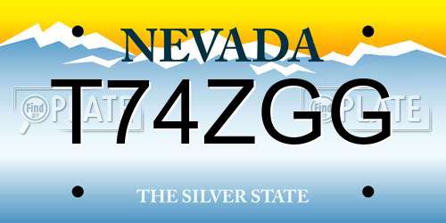 T74ZGG Nevada License Plate