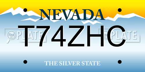 T74ZHC Nevada License Plate