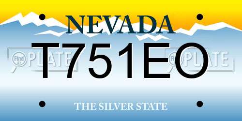 T751EO Nevada License Plate