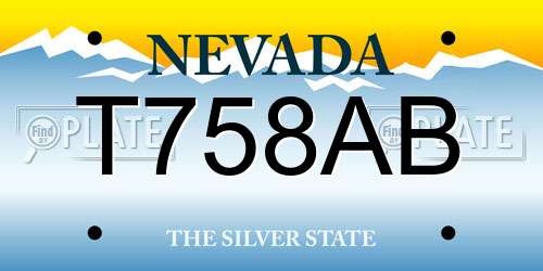 T758AB Nevada License Plate
