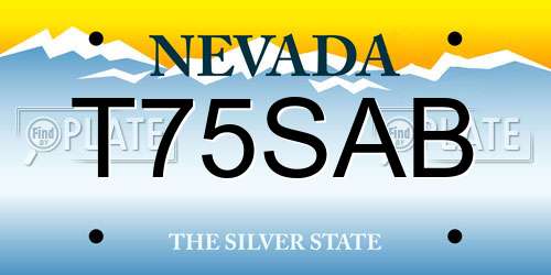 T75SAB Nevada License Plate