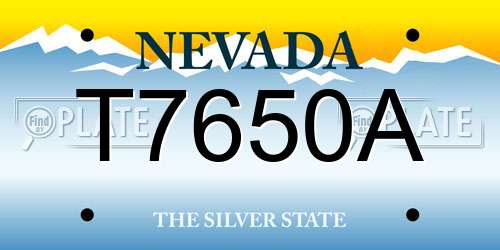 T7650A Nevada License Plate