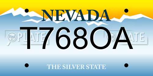 T768OA Nevada License Plate