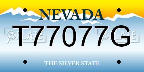 T77077G Nevada License Plate