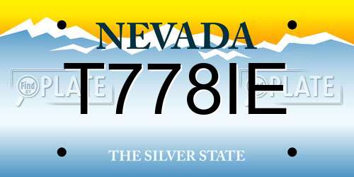 T778IE Nevada License Plate