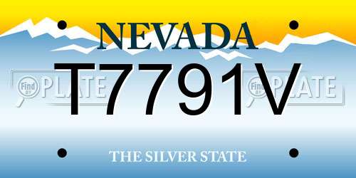 T7791V Nevada License Plate