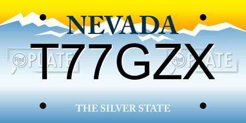 T77GZX Nevada License Plate