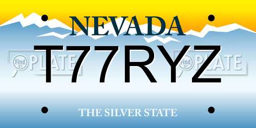T77RYZ Nevada License Plate