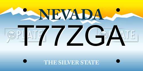 T77ZGA Nevada License Plate