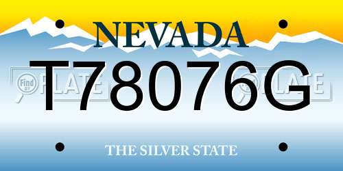 T78076G Nevada License Plate