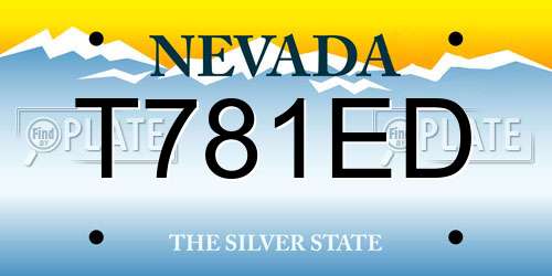 T781ED Nevada License Plate