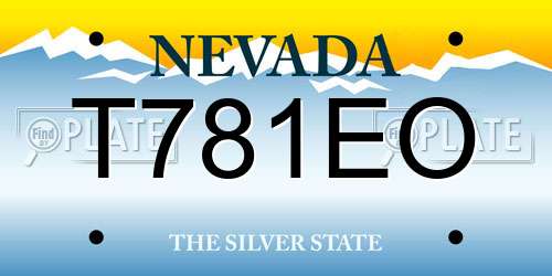 T781EO Nevada License Plate