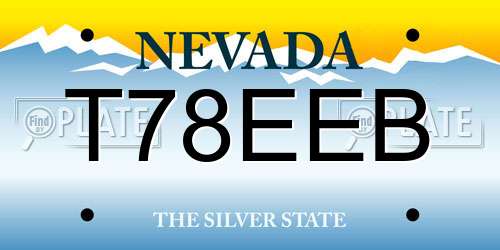 T78EEB Nevada License Plate