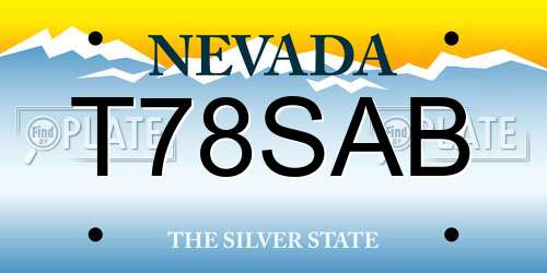 T78SAB Nevada License Plate