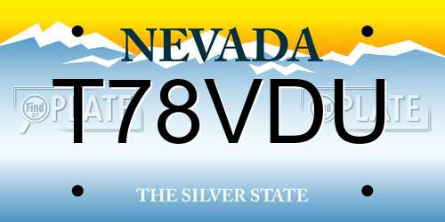 T78VDU Nevada License Plate