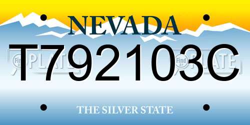 T792103C Nevada License Plate