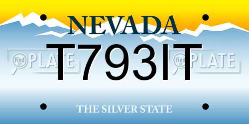 T793IT Nevada License Plate