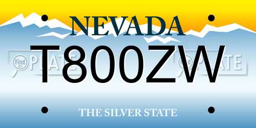 T800ZW Nevada License Plate