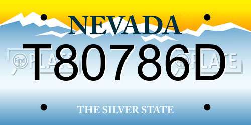 T80786D Nevada License Plate