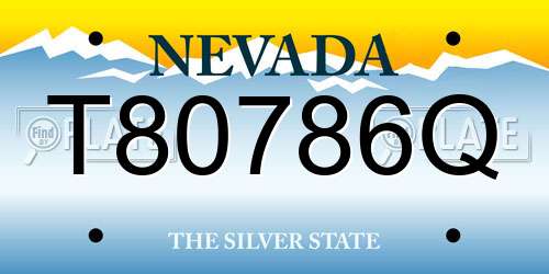 T80786Q Nevada License Plate