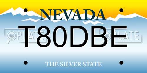 T80DBE Nevada License Plate