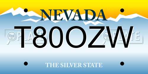 T80OZW Nevada License Plate