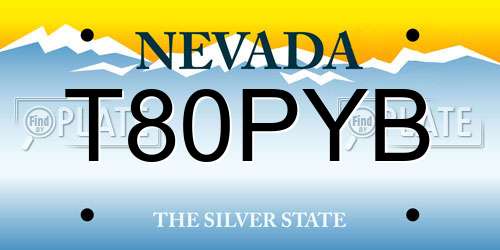 T80PYB Nevada License Plate