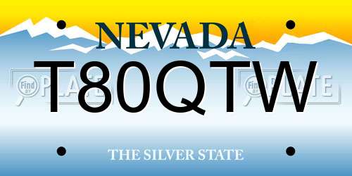 T80QTW Nevada License Plate