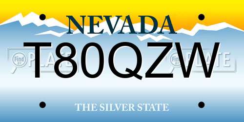 T80QZW Nevada License Plate