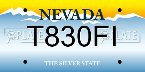 T830FI Nevada License Plate