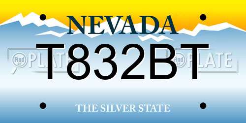 T832BT Nevada License Plate