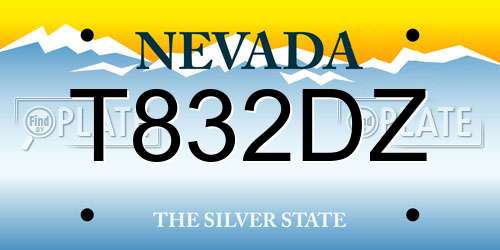 T832DZ Nevada License Plate