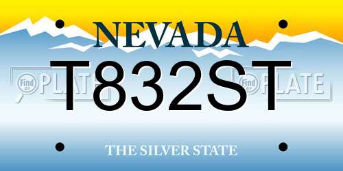 T832ST Nevada License Plate