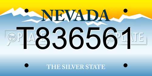 T836561 Nevada License Plate