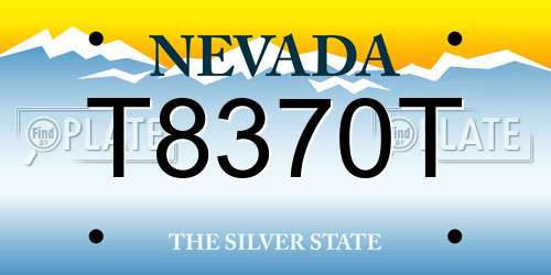 T8370T Nevada License Plate