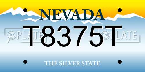 T8375T Nevada License Plate