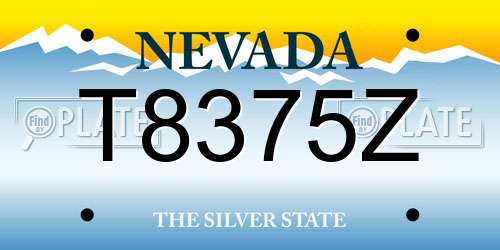 T8375Z Nevada License Plate