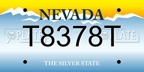 T8378T Nevada License Plate